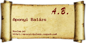 Aponyi Balázs névjegykártya